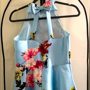 Floral Mini Dress - NWT Baby Blue / Gold accent